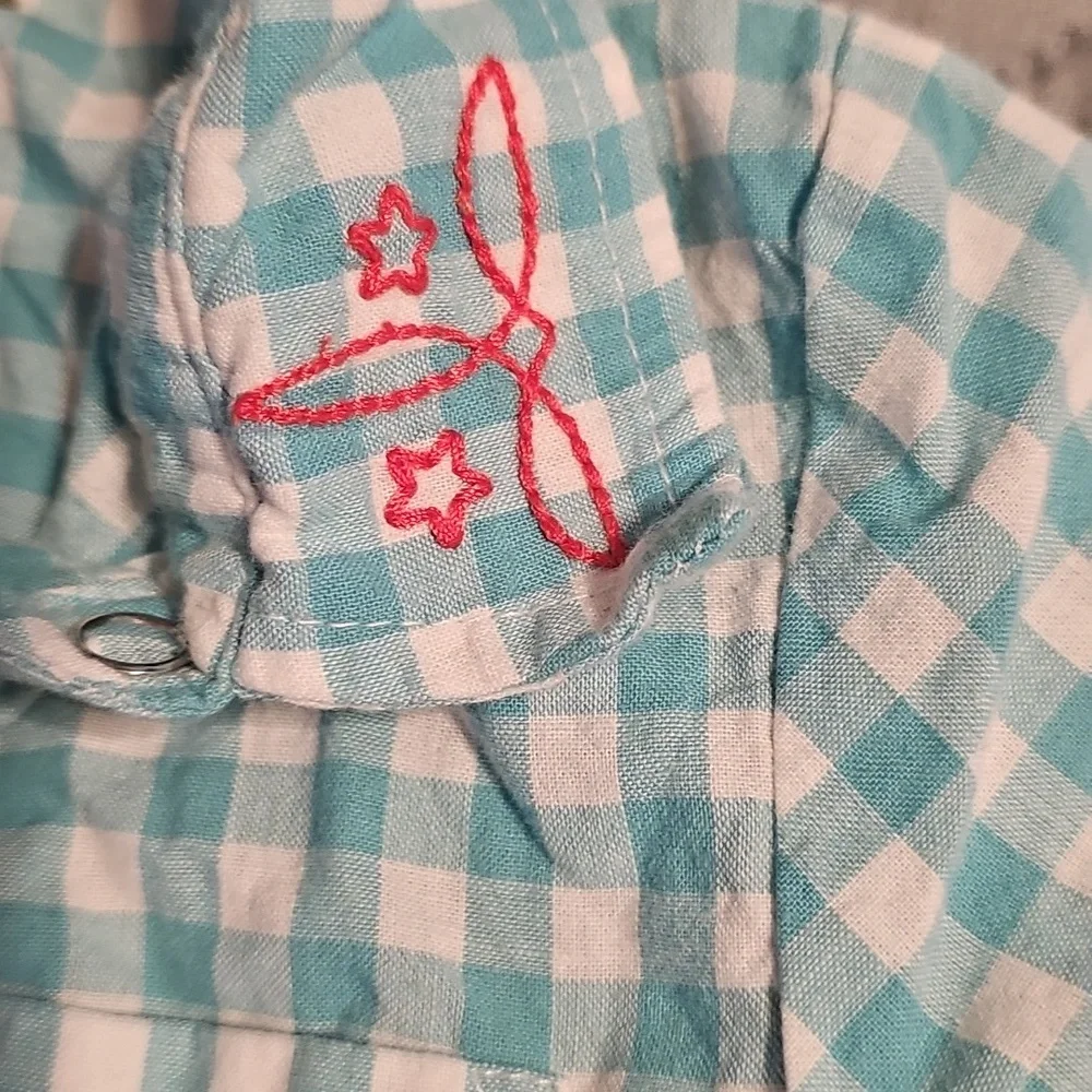 OshKosh Genuine Kids Blue Checkered Shirt and Orange Skirt Set